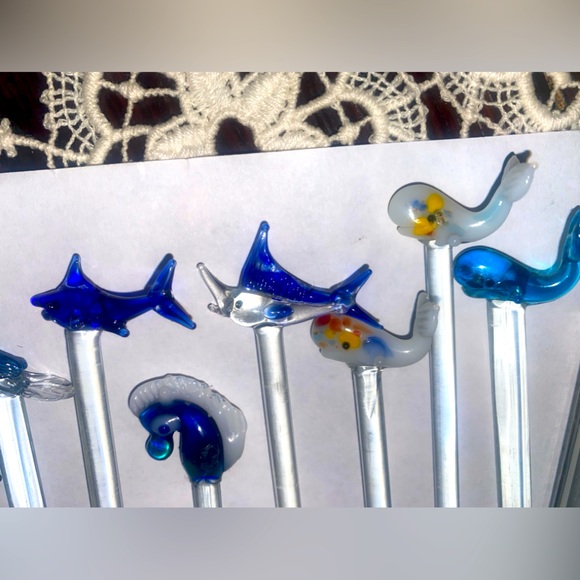 Hand Blown Glass Cocktail Stir Sticks - Picture 1 of 5